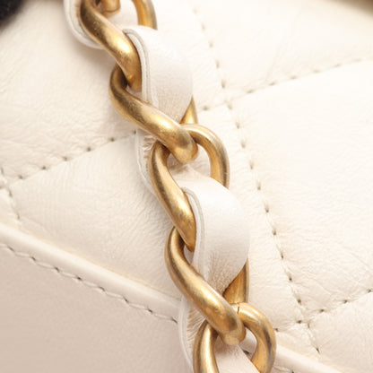 マトラッセ トップハンドル 2WAY チェーンショルダーバッグ レザー ホワイト ゴールド金具 シャネル バッグ CHANEL