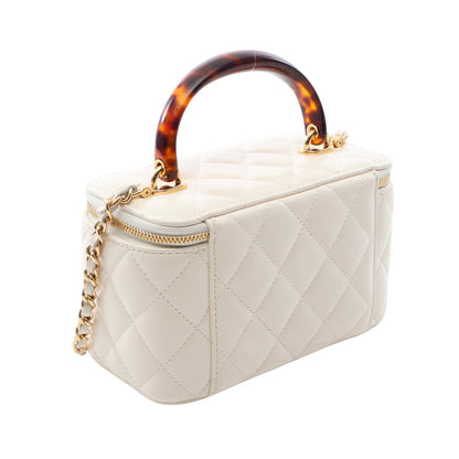 マトラッセ バニティバッグ 2WAY チェーンショルダーバッグ レザー ホワイト ゴールド金具 シャネル バッグ CHANEL