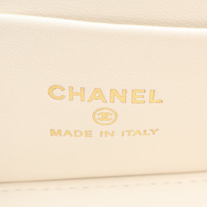 マトラッセ バニティバッグ 2WAY チェーンショルダーバッグ レザー ホワイト ゴールド金具 シャネル バッグ CHANEL