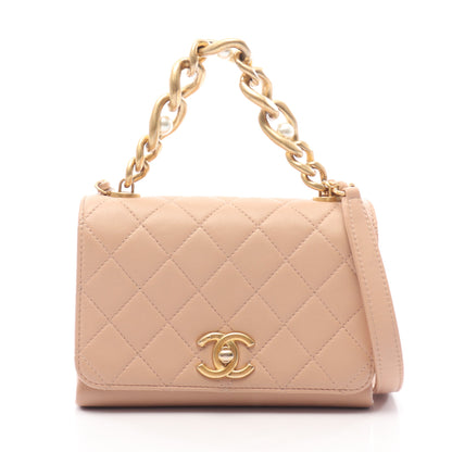 ミニマトラッセ アンティークゴールド金具 2WAY チェーンショルダーバッグ ラムスキン ベージュ シャネル バッグ CHANEL
