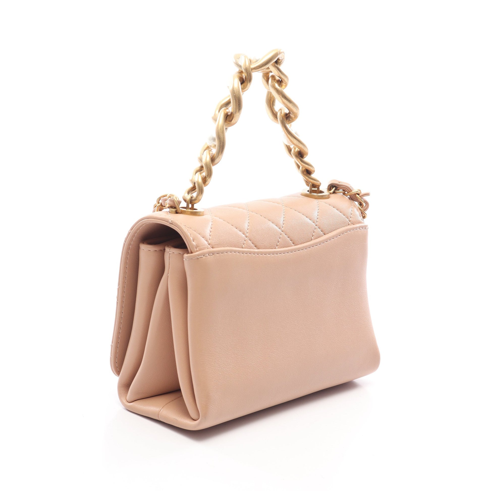 ミニマトラッセ アンティークゴールド金具 2WAY チェーンショルダーバッグ ラムスキン ベージュ シャネル バッグ CHANEL
