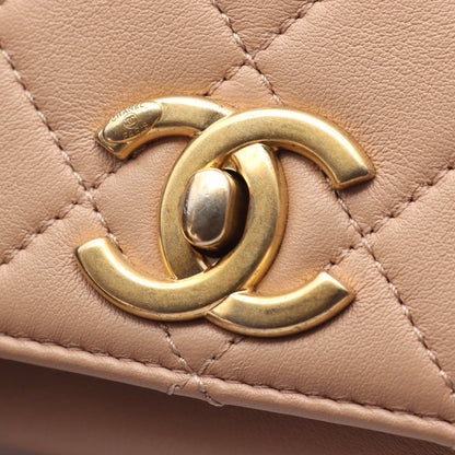 ミニマトラッセ アンティークゴールド金具 2WAY チェーンショルダーバッグ ラムスキン ベージュ シャネル バッグ CHANEL