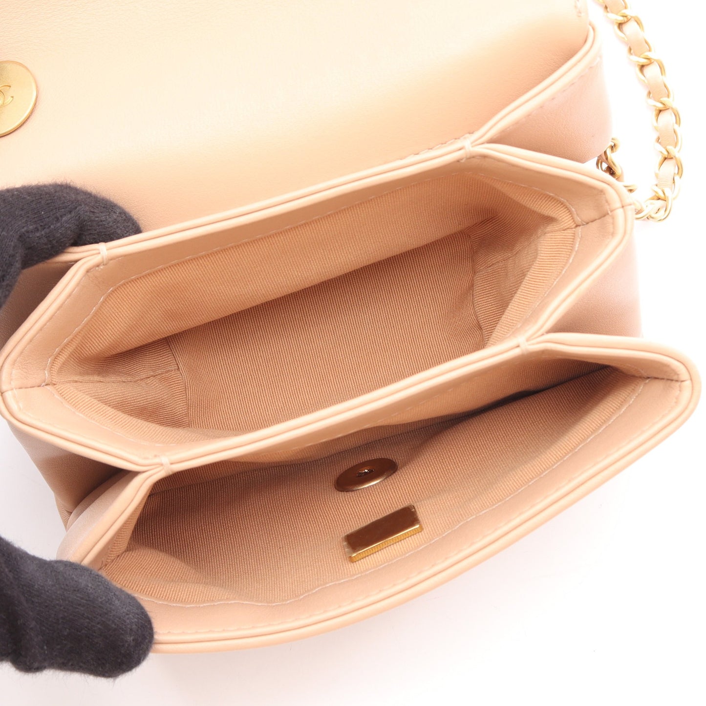 ミニマトラッセ アンティークゴールド金具 2WAY チェーンショルダーバッグ ラムスキン ベージュ シャネル バッグ CHANEL