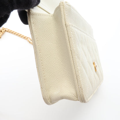マトラッセ ショルダーウォレット キャビアスキン アイボリー ゴールド金具 シャネル バッグ CHANEL