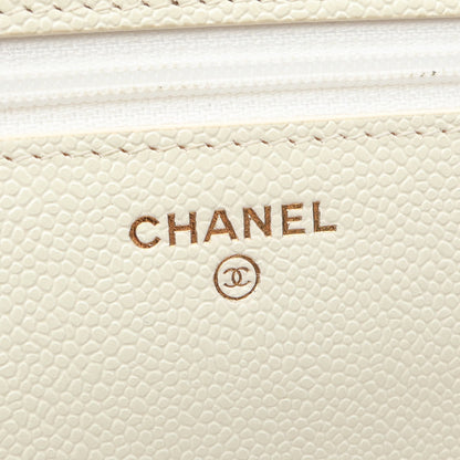 マトラッセ ショルダーウォレット キャビアスキン アイボリー ゴールド金具 シャネル バッグ CHANEL