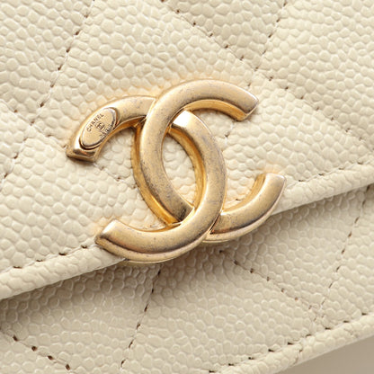 マトラッセ ショルダーウォレット キャビアスキン アイボリー ゴールド金具 シャネル バッグ CHANEL