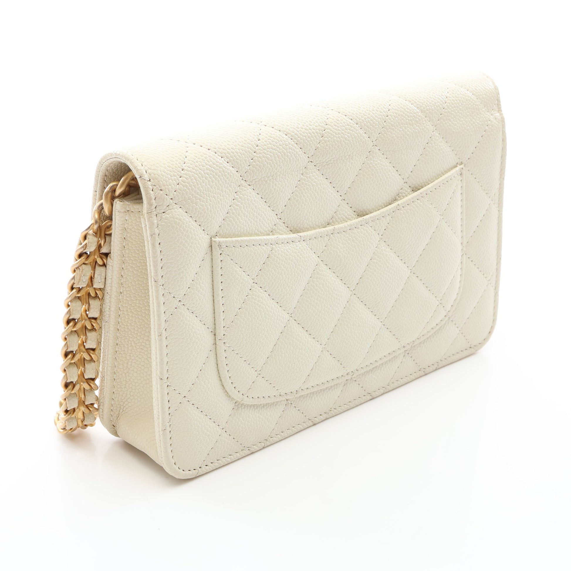 マトラッセ ショルダーウォレット キャビアスキン アイボリー ゴールド金具 シャネル バッグ CHANEL