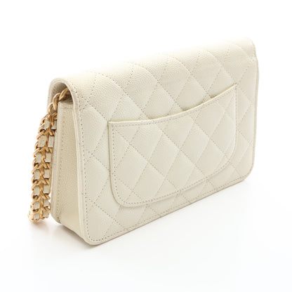 マトラッセ ショルダーウォレット キャビアスキン アイボリー ゴールド金具 シャネル バッグ CHANEL