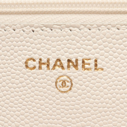 マトラッセ トランプ チェーンショルダーバッグ キャビアスキン ホワイト ゴールド金具 シャネル バッグ CHANEL