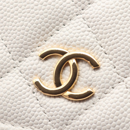 マトラッセ トランプ チェーンショルダーバッグ キャビアスキン ホワイト ゴールド金具 シャネル バッグ CHANEL