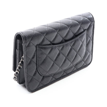マトラッセ チェーンウォレット キャビアスキン ブラック シルバー金具 シャネル バッグ CHANEL