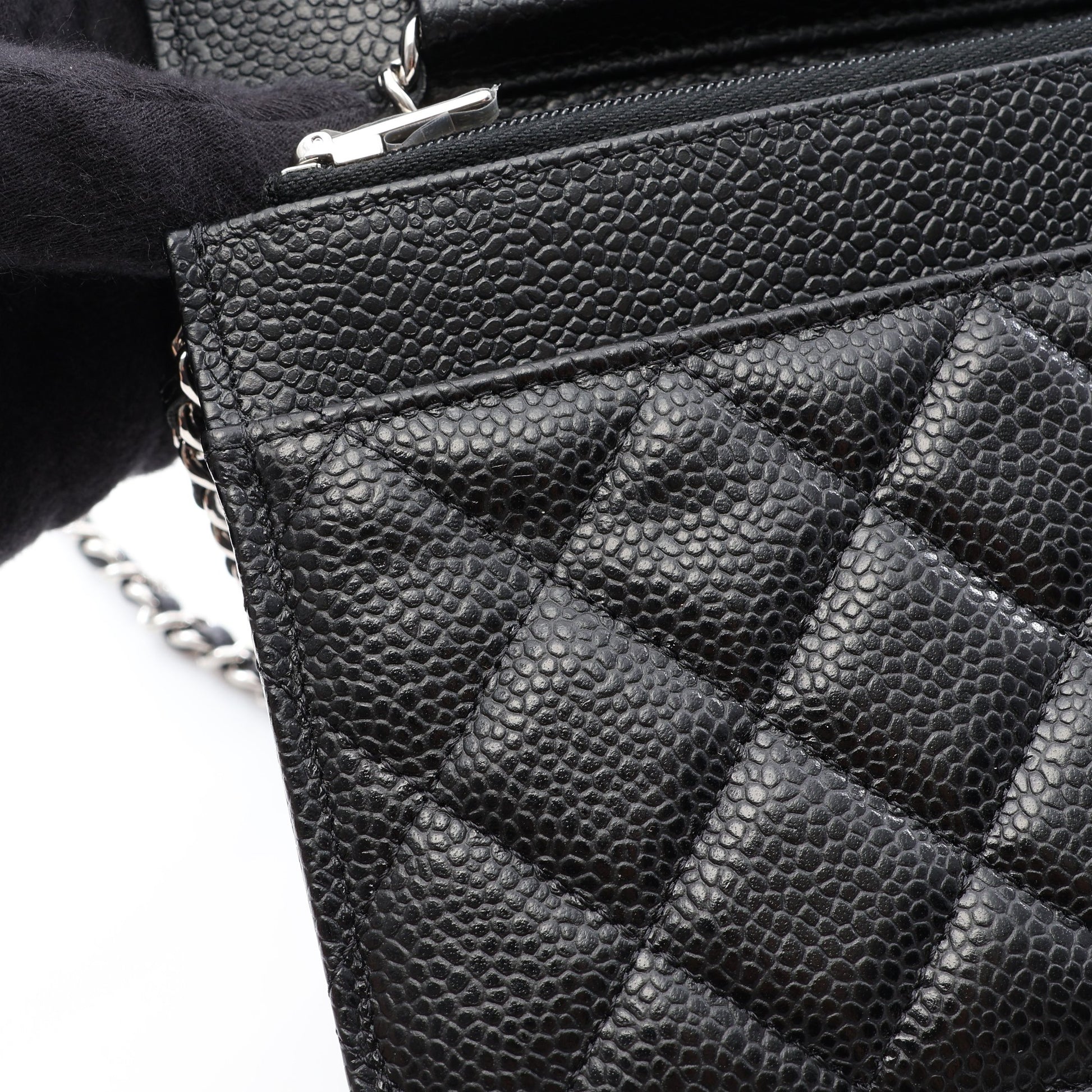 マトラッセ チェーンウォレット キャビアスキン ブラック シルバー金具 シャネル バッグ CHANEL