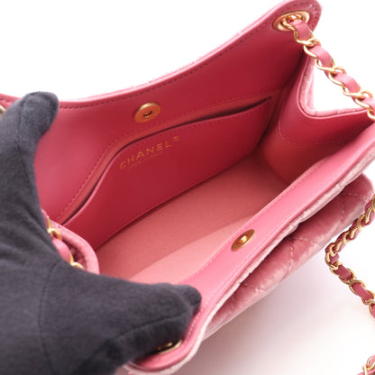 マトラッセ スモールホーボーバック チェーンショルダーバッグ ベロア レザー ピンク ゴールド金具 シャネル バッグ CHANEL