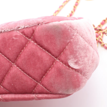 マトラッセ スモールホーボーバック チェーンショルダーバッグ ベロア レザー ピンク ゴールド金具 シャネル バッグ CHANEL