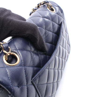 マトラッセ Wフラップ Wチェーンショルダーバッグ キャビアスキン ネイビー ゴールド金具 シャネル バッグ CHANEL