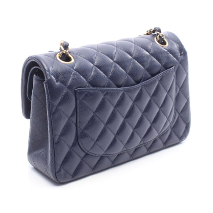 マトラッセ Wフラップ Wチェーンショルダーバッグ キャビアスキン ネイビー ゴールド金具 シャネル バッグ CHANEL