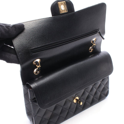 マトラッセ Wフラップ Wチェーンショルダーバッグ キャビアスキン ブラック ゴールド金具 シャネル バッグ CHANEL