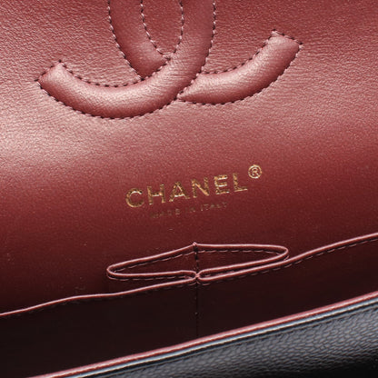 マトラッセ Wフラップ Wチェーンショルダーバッグ キャビアスキン ブラック ゴールド金具 シャネル バッグ CHANEL