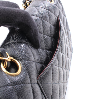 マトラッセ Wフラップ Wチェーンショルダーバッグ キャビアスキン ブラック ゴールド金具 シャネル バッグ CHANEL