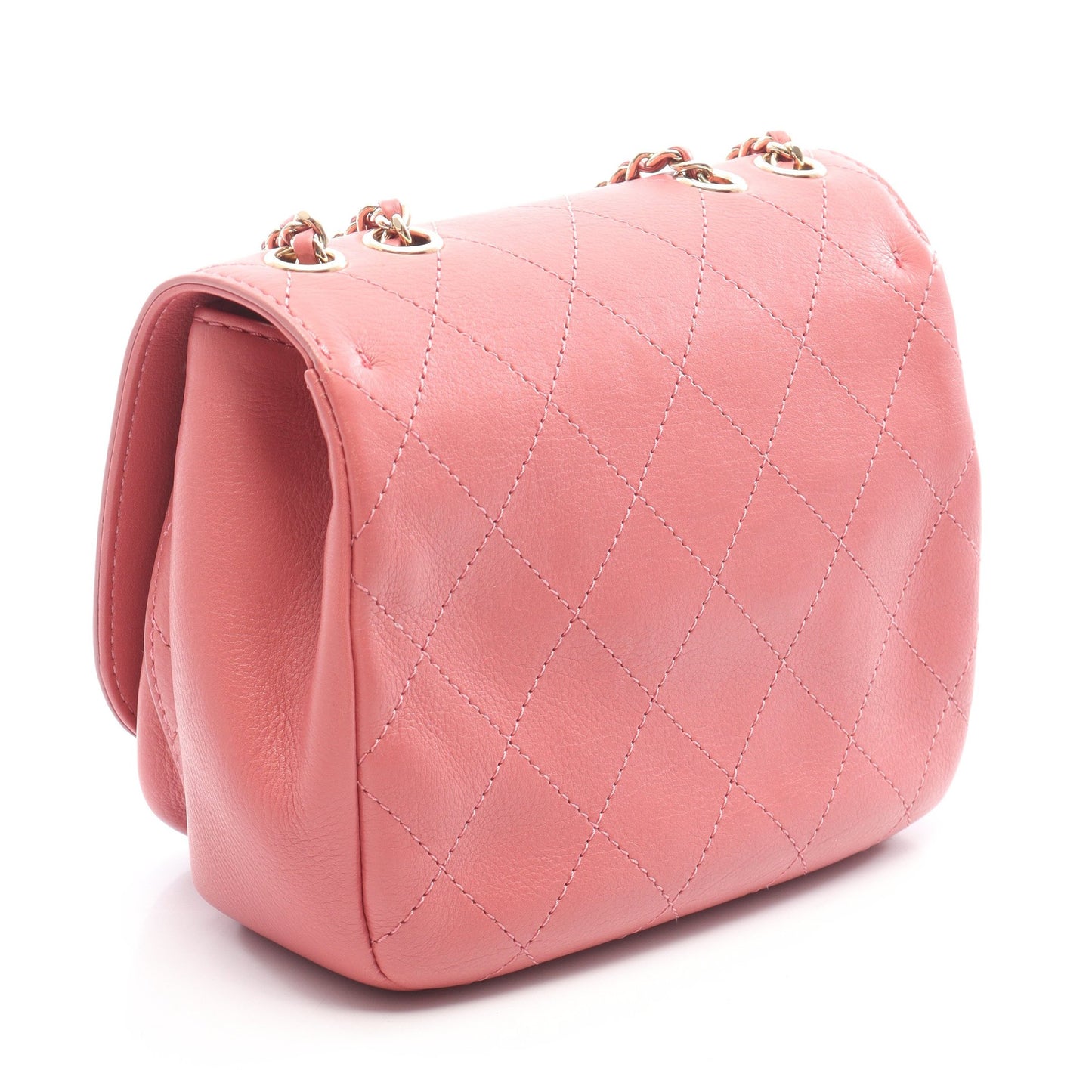 マトラッセ Wチェーンショルダーバッグ ラムスキン ピンク ゴールド金具 シャネル バッグ CHANEL