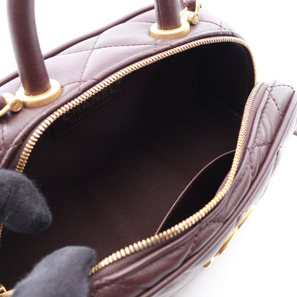 マトラッセ ミニ ボーリング 2WAY チェーンショルダーバッグ ラムスキン ダークブラウン ゴールド金具 シャネル バッグ CHANEL