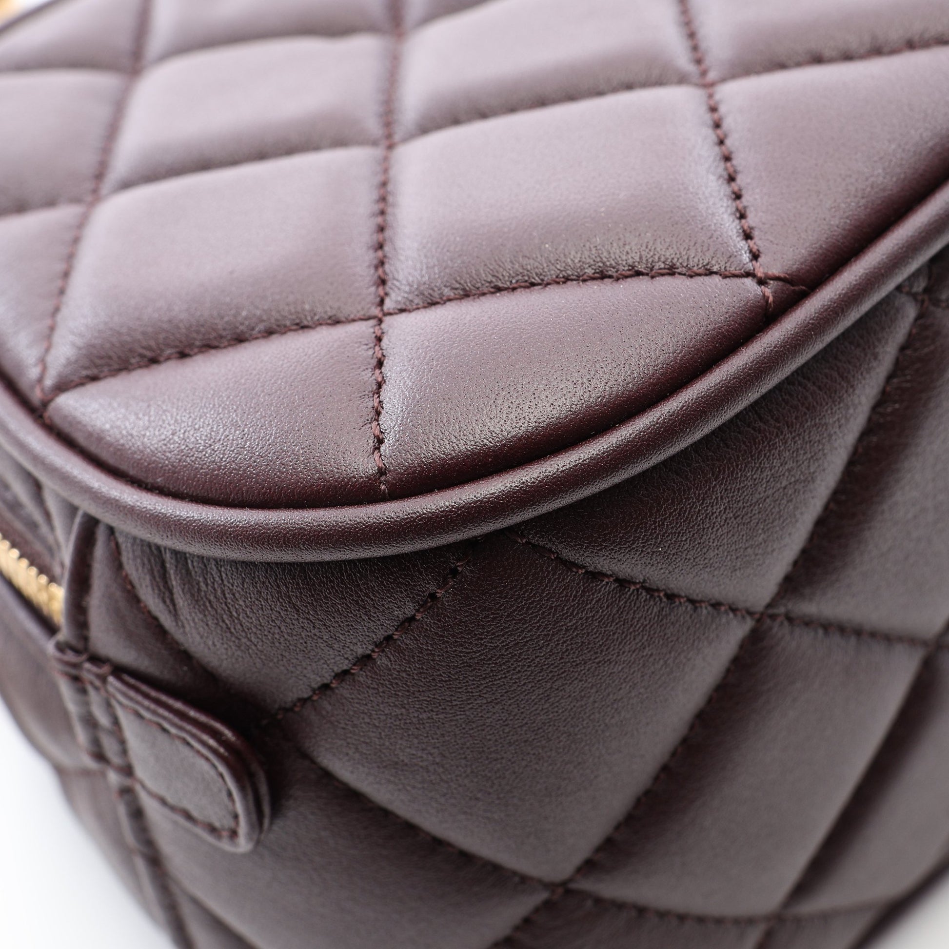 マトラッセ ミニ ボーリング 2WAY チェーンショルダーバッグ ラムスキン ダークブラウン ゴールド金具 シャネル バッグ CHANEL