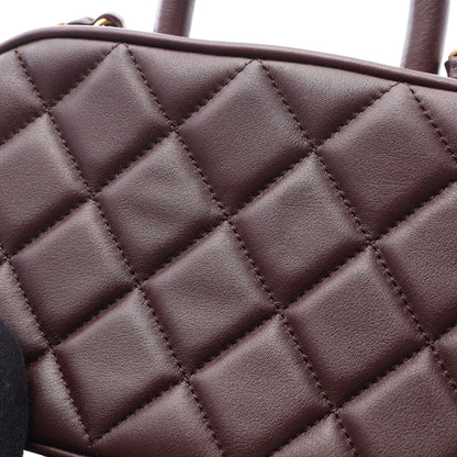 マトラッセ ミニ ボーリング 2WAY チェーンショルダーバッグ ラムスキン ダークブラウン ゴールド金具 シャネル バッグ CHANEL