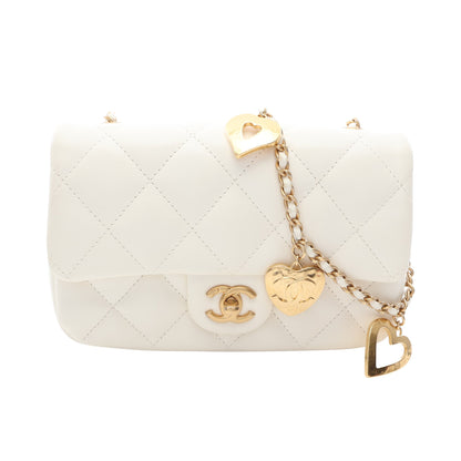 ミニマトラッセ チェーンショルダーバッグ ラムスキン ホワイト ゴールド金具 シャネル バッグ CHANEL
