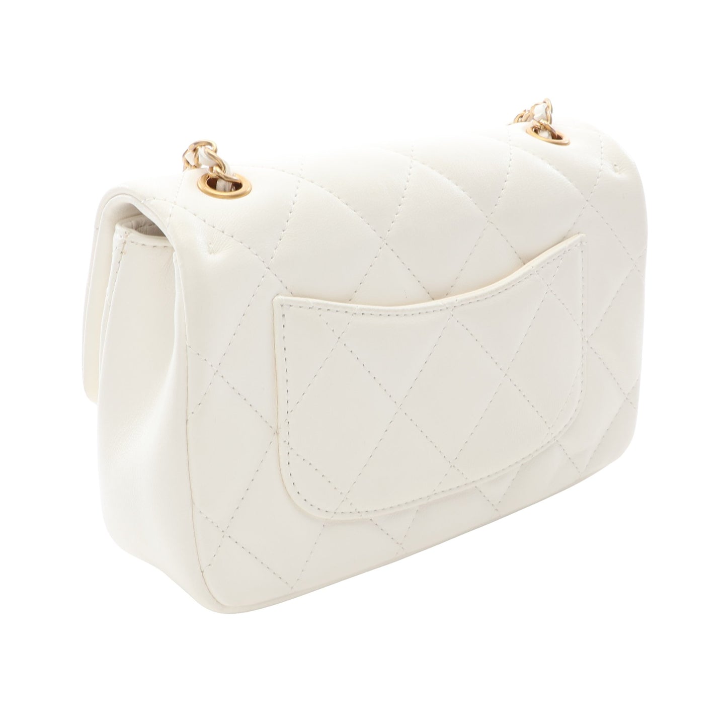 ミニマトラッセ チェーンショルダーバッグ ラムスキン ホワイト ゴールド金具 シャネル バッグ CHANEL