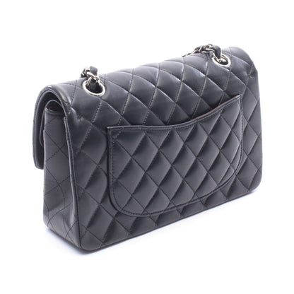 マトラッセ Wフラップ Wチェーンショルダーバッグ ラムスキン ブラック シルバー金具 シャネル バッグ CHANEL