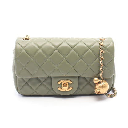 ミニマトラッセ20 チェーンショルダーバッグ レザー カーキグリーン ゴールド金具 シャネル バッグ CHANEL