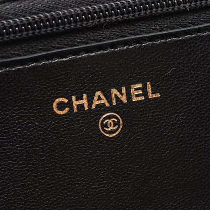 マトラッセ チェーンウォレット ラムスキン エナメルレザー ブラック ゴールド金具 シャネル バッグ CHANEL