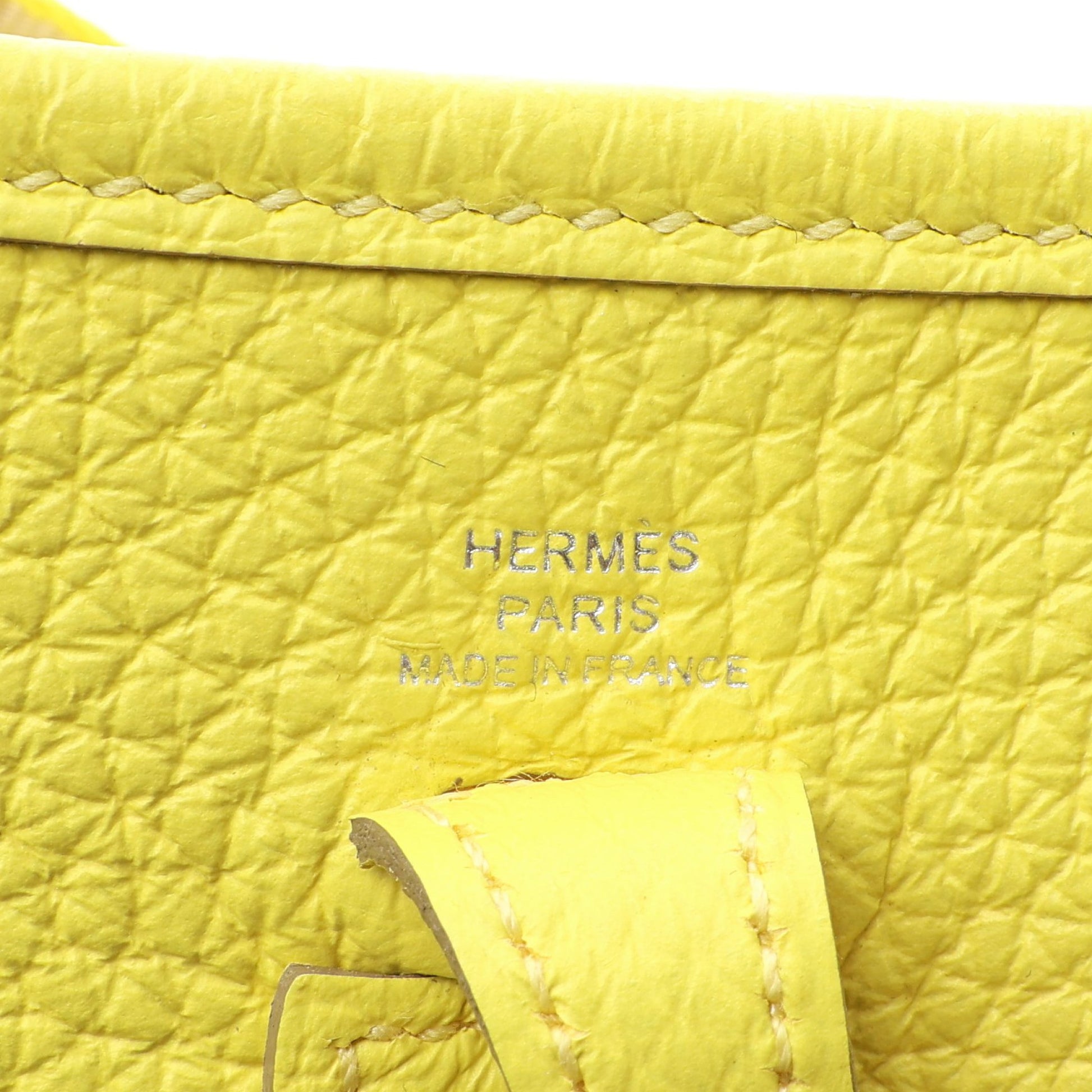 エヴリンTPM アマゾン ライム ショルダーバッグ トリヨンクレマンス イエロー シルバー金具 U刻印 エルメス バッグ HERMES