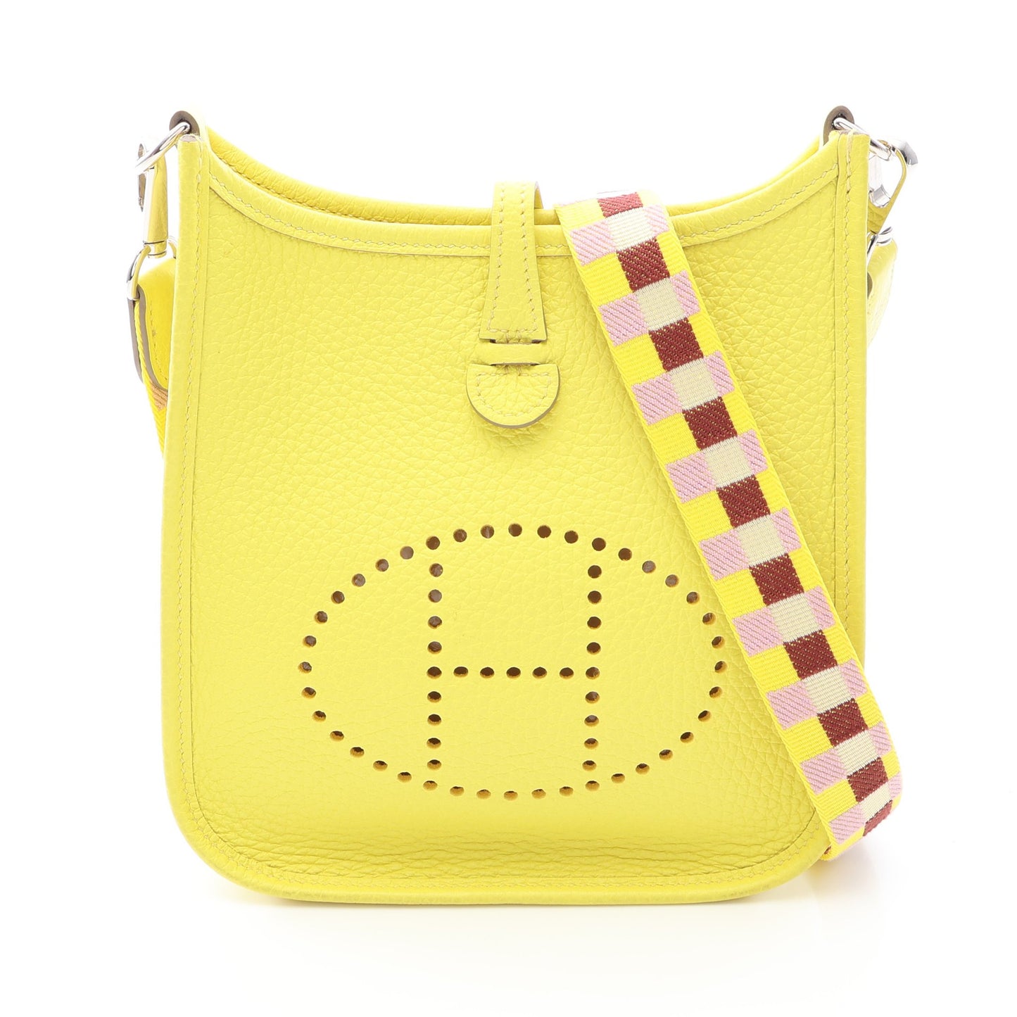エヴリンTPM アマゾン ライム ショルダーバッグ トリヨンクレマンス イエロー シルバー金具 U刻印 エルメス バッグ HERMES