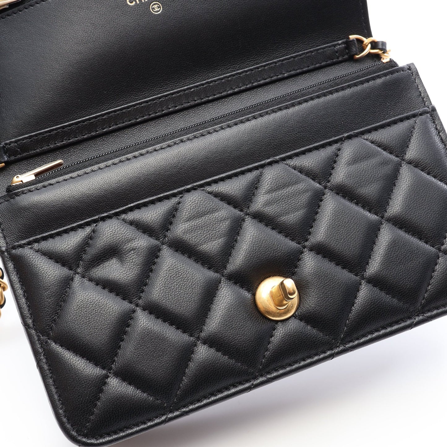 マトラッセ ハートロック チェーンウォレット ラムスキン ブラック ゴールド金具 シャネル バッグ CHANEL