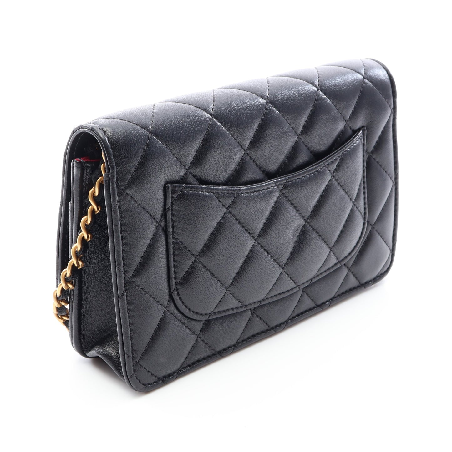 マトラッセ ハートロック チェーンウォレット ラムスキン ブラック ゴールド金具 シャネル バッグ CHANEL