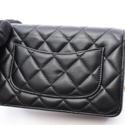 マトラッセ ハートロック チェーンウォレット ラムスキン ブラック ゴールド金具 シャネル バッグ CHANEL