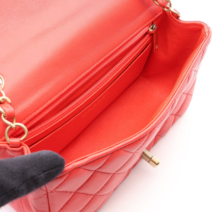 ミニマトラッセ20 チェーンショルダーバッグ ラムスキン オレンジレッド ゴールド金具 シャネル バッグ CHANEL