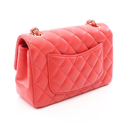 ミニマトラッセ20 チェーンショルダーバッグ ラムスキン オレンジレッド ゴールド金具 シャネル バッグ CHANEL