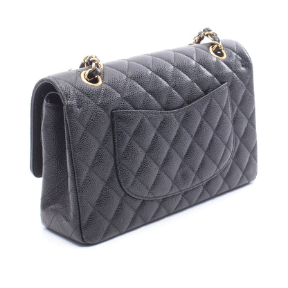 マトラッセ Wフラップ Wチェーンショルダーバッグ キャビアスキン ブラック ゴールド金具 シャネル バッグ CHANEL