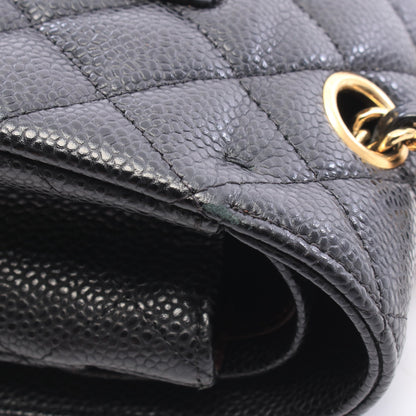 マトラッセ Wフラップ Wチェーンショルダーバッグ キャビアスキン ブラック ゴールド金具 シャネル バッグ CHANEL