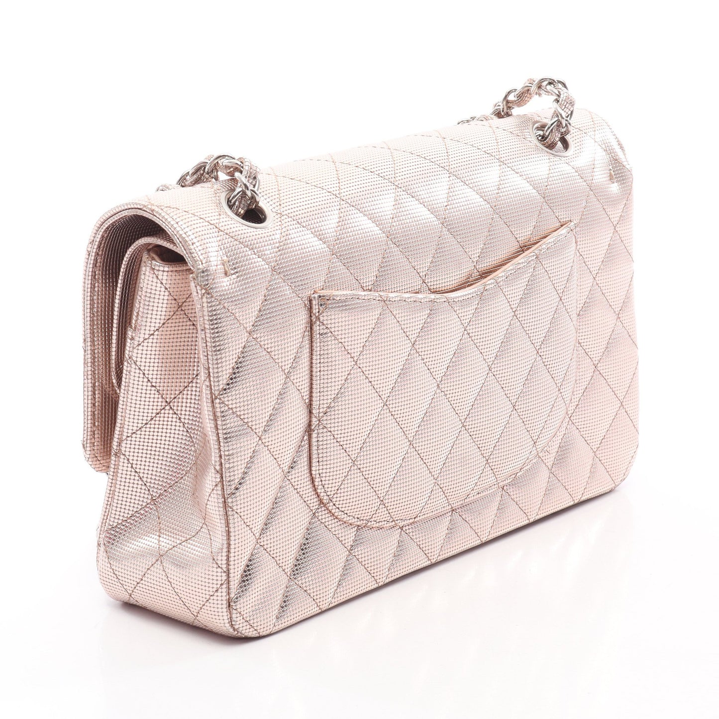 マトラッセ Wフラップ Wチェーンショルダーバッグ レザー ライトピンク シルバー金具 シャネル バッグ CHANEL