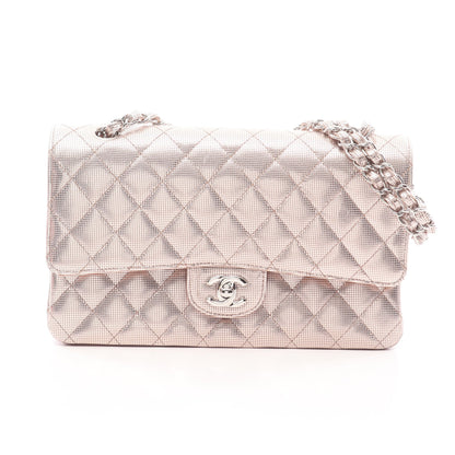 マトラッセ Wフラップ Wチェーンショルダーバッグ レザー ライトピンク シルバー金具 シャネル バッグ CHANEL
