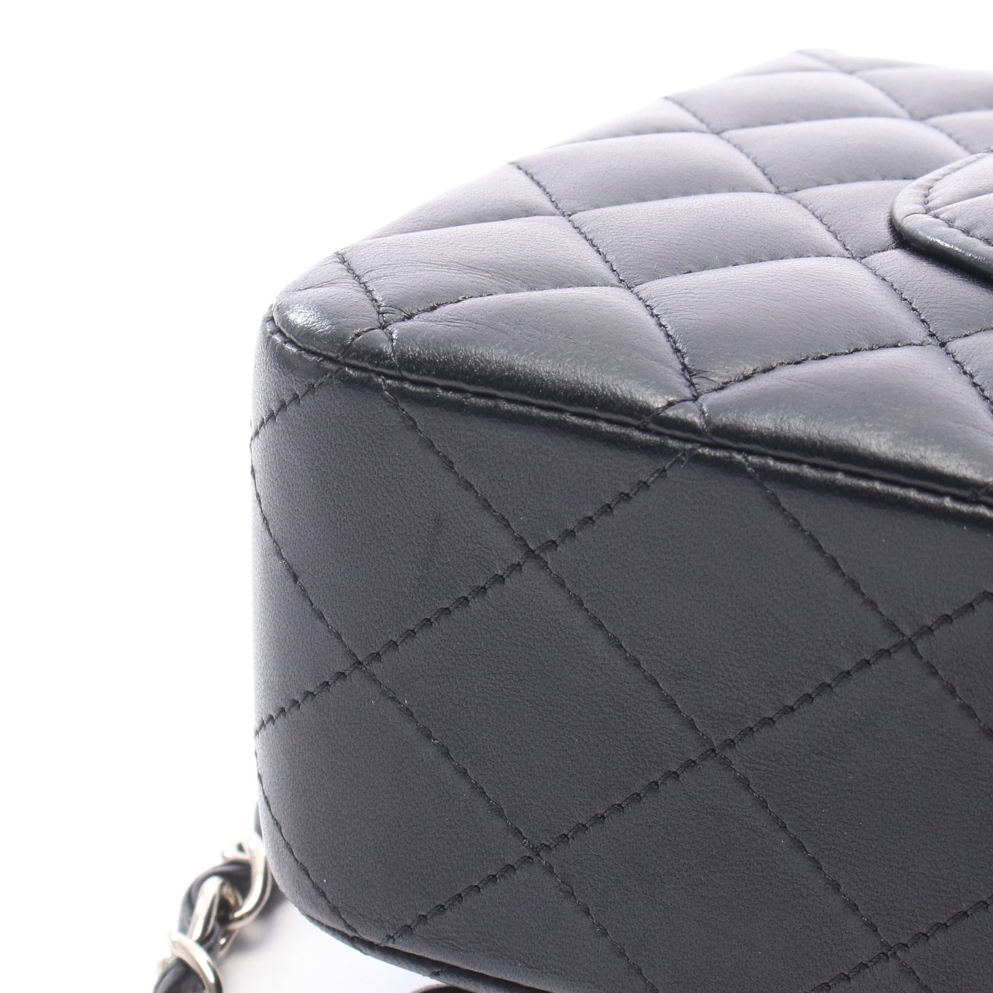 マトラッセ Wフラップ Wチェーンショルダーバッグ ラムスキン ブラック シルバー金具 シャネル バッグ CHANEL