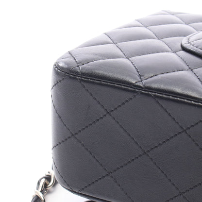 マトラッセ Wフラップ Wチェーンショルダーバッグ ラムスキン ブラック シルバー金具 シャネル バッグ CHANEL