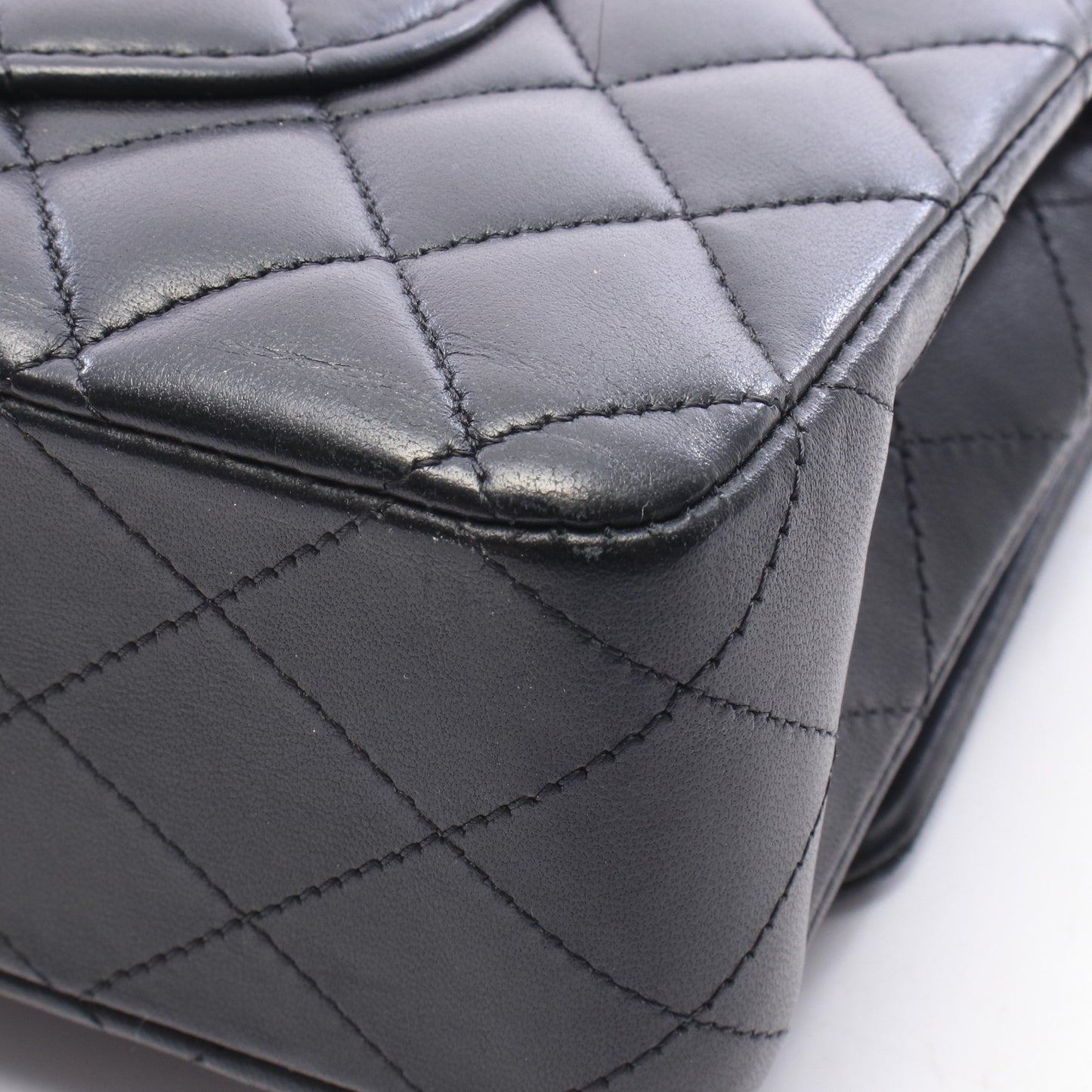 マトラッセ Wフラップ Wチェーンショルダーバッグ ラムスキン ブラック シルバー金具 シャネル バッグ CHANEL