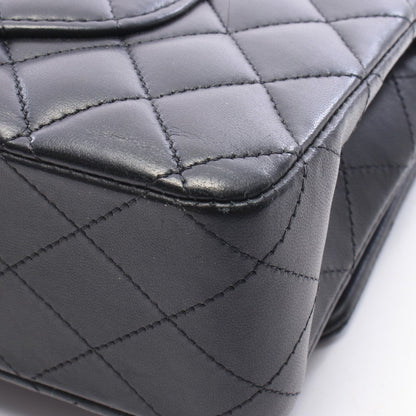 マトラッセ Wフラップ Wチェーンショルダーバッグ ラムスキン ブラック シルバー金具 シャネル バッグ CHANEL
