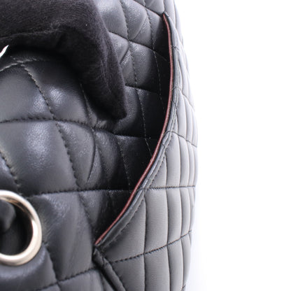 マトラッセ Wフラップ Wチェーンショルダーバッグ ラムスキン ブラック シルバー金具 シャネル バッグ CHANEL