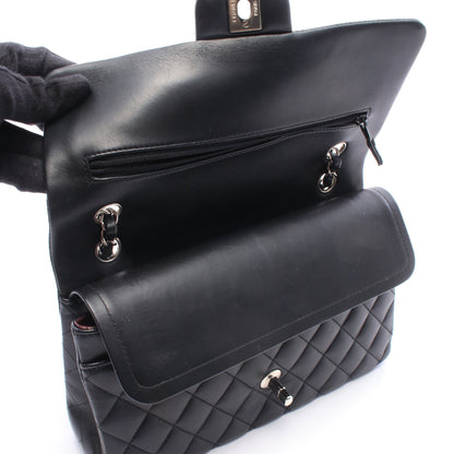 マトラッセ Wフラップ Wチェーンショルダーバッグ ラムスキン ブラック シルバー金具 シャネル バッグ CHANEL