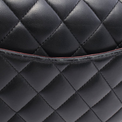 マトラッセ Wフラップ Wチェーンショルダーバッグ ラムスキン ブラック シルバー金具 シャネル バッグ CHANEL